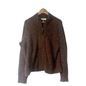 Red Maple Brown Baby Alpaca Zipper Sweater Peru Soft Warm Cozy Fuzzy Size XL